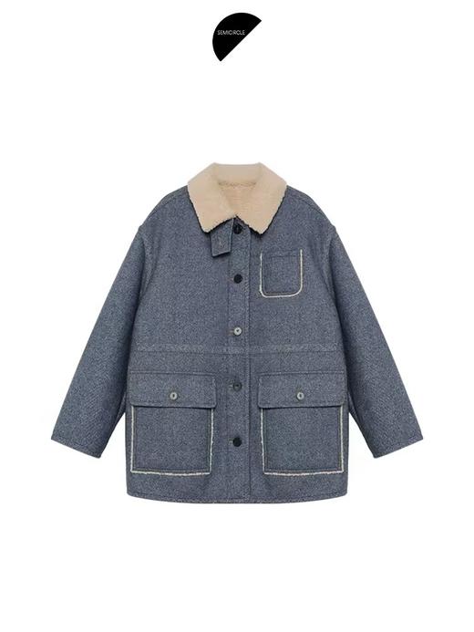 半圆/D24401674/翻领工装羊羔毛外套 商品图3