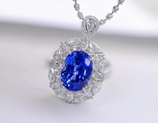 3.7ct刻面蓝宝石戒指吊坠 商品图1