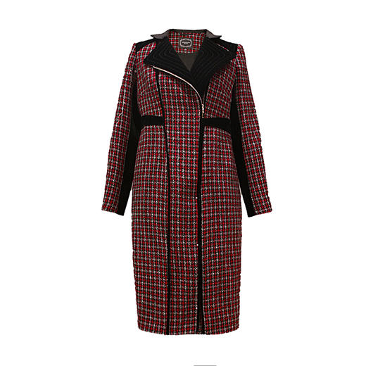 【伯妮斯茵】红色千鸟格粗纺呢料大衣-163C172-《比莫贝卡特岩画》-《艺术发轫》 商品图2