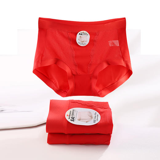 美奈川红色超薄面膜5A抗菌女内裤3条装均码dk15478-1 商品图1