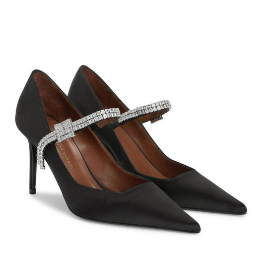 Giuseppe Zanotti 女士合成缎纹织物镶钻高跟鞋 黑色 I460024001 商品图1