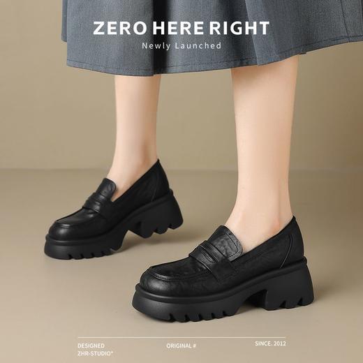 ZHR则则复古法式小皮鞋2024新款英伦乐福鞋厚底单鞋jk女鞋一脚蹬 商品图5