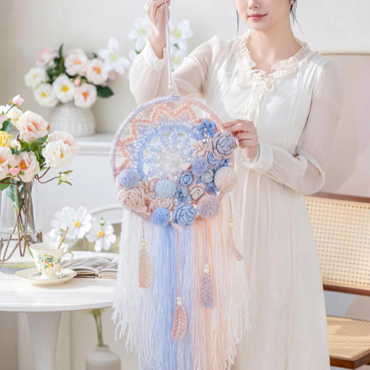 苏苏姐家花羽捕梦网手工DIY钩针编织小物居家装饰毛线团材料包 商品图2