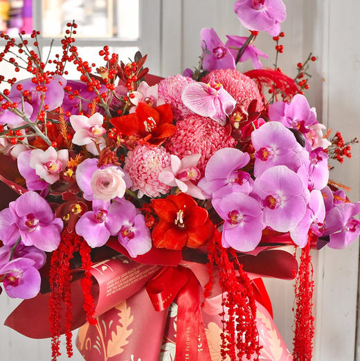 人间富贵花蝴蝶兰冬青吊米花瓶 商品图4