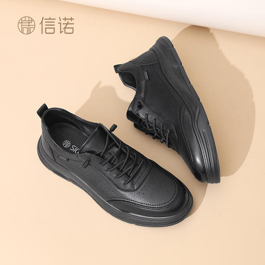 信诺男士羊皮休闲皮鞋2025春季新款舒适软底软面单鞋中年爸爸鞋子N5C115-01 商品图2