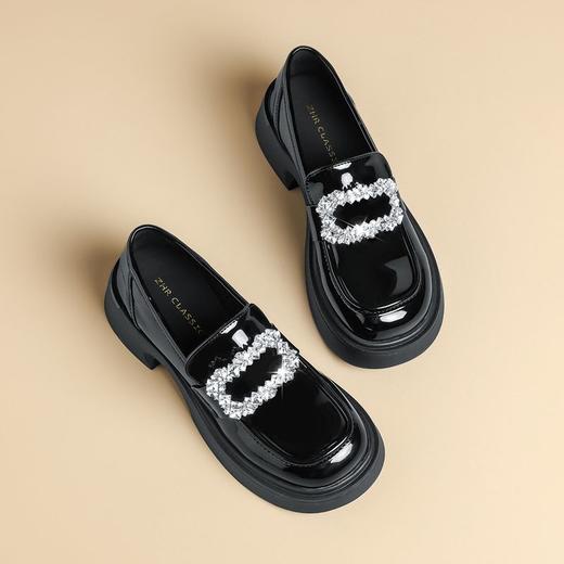 ZHR则则气质百搭小皮鞋2024新款英伦单鞋女厚底时尚小香风乐福鞋 商品图9