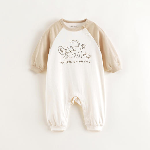 马克珍妮男宝宝线条涂鸦撞色连体衣婴儿爬服2025年春装新品250115 商品图1