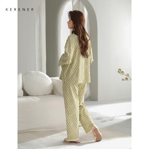 可人儿小众设计师新款奥力绵女士睡衣春秋长袖时尚可外出家居服 商品图3