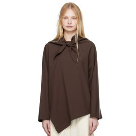 STUDIO NICHOLSON ASSYMETRIC HEM女式丝绸垂坠上衣 带丝巾可脱卸