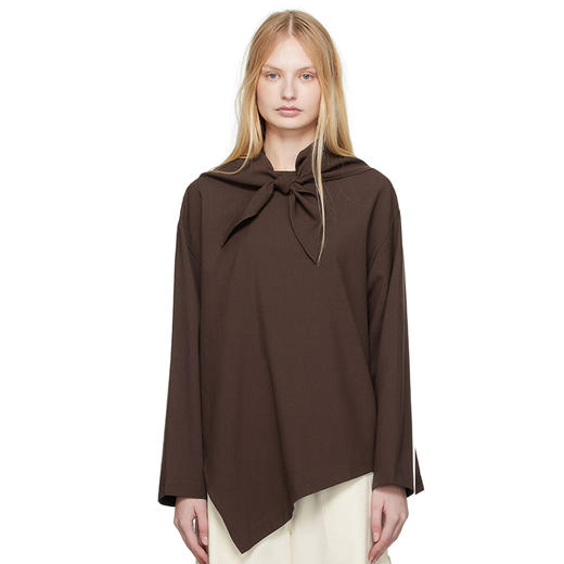 STUDIO NICHOLSON ASSYMETRIC HEM女式丝绸垂坠上衣 带丝巾可脱卸 商品图0