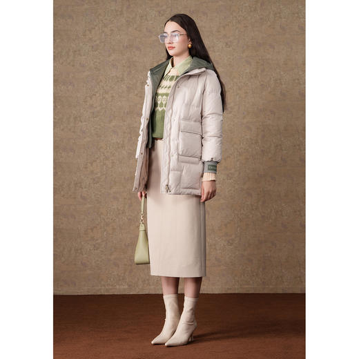 乔万尼白鸭绒羽绒服假两件撞色设计ET4T993 商品图1