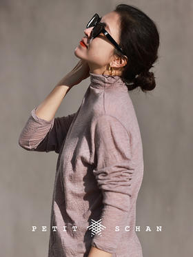 PETIT SCHAN小闪 CLO#710 Silent 无声 羊毛堆堆领卷边提花斜裁套头打底衫