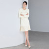 IWY/法式小香风连衣裙女新款米白色名媛范圆领长袖百褶裙子Q1234 商品缩略图2
