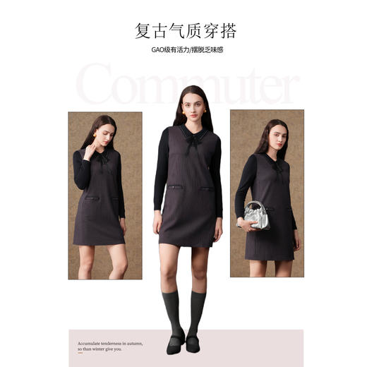 乔万尼羊毛呢连衣裙茧型甜美小香风设计EI4E613 商品图2