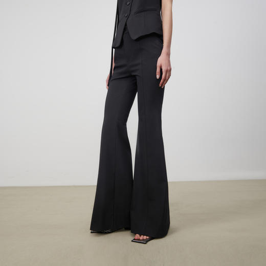 lost in echo2025春夏新款时髦高腰修身显瘦后开衩针织微喇叭裤 商品图0