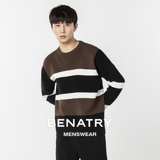 贝纳川条纹拼色男士毛衣ECP316004 商品图2