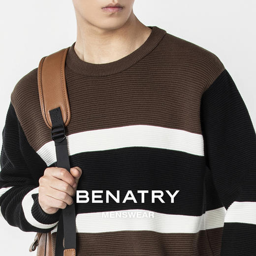 贝纳川条纹拼色男士毛衣ECP316004 商品图3