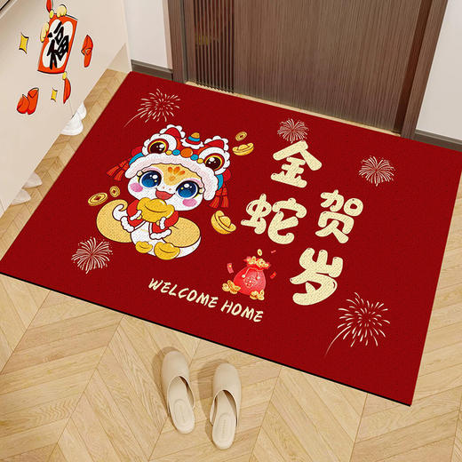 【马年限定❗️纳福喜庆红地毯】柔软舒适，毯面厚实，新年春节卡通生肖水晶绒入户门垫家用玄关地垫耐磨易打理门口脚垫年货 商品图2