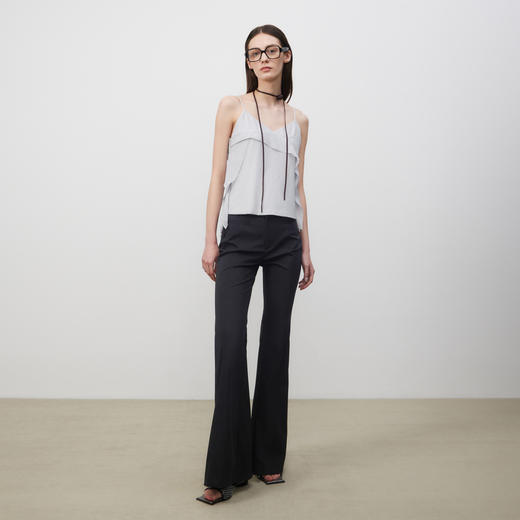 lost in echo2025春夏新款时髦高腰修身显瘦后开衩针织微喇叭裤 商品图3