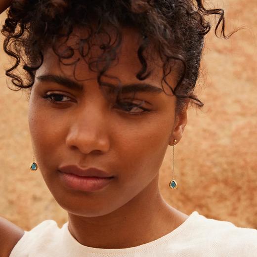 在途4周到｜Agapee-LYSIA-水滴 蓝色 长耳环［法国设计师］ 商品图2