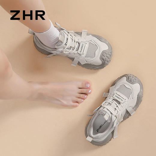 ZHR则则厚底运动休闲鞋女2024新款网面大头老爹鞋软底户外登山鞋 商品图5
