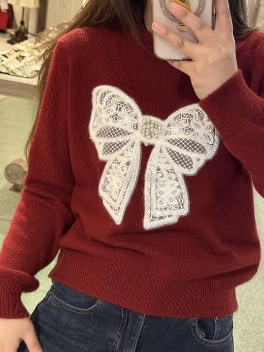 【门店同款】ENJOY冬季“漂亮朋友”氛围感钉珠蝴蝶结毛衣 160598574 商品图4