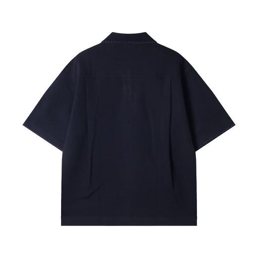 513015早春新款时尚个性纯色刺绣半纽扣翻领短袖T恤商务百搭套头上衣 商品图5