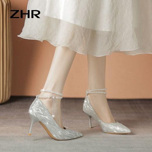 ZHR则则浅口单鞋女2024新款百搭高跟鞋子尖头透气懒人鞋ins女鞋子 商品图7