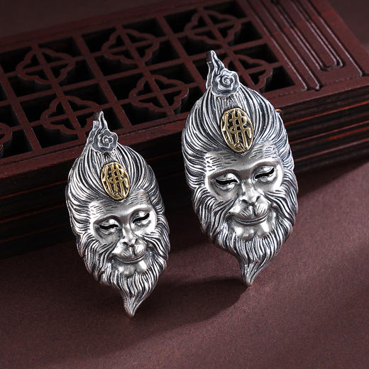 子佩集S925银【悟空圣佛】吊坠纯银【E109】【E189】仿古黑神话悟空双面佛(不含链)2501 商品图1