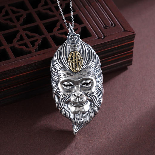 子佩集S925银【悟空圣佛】吊坠纯银【E109】【E189】仿古黑神话悟空双面佛(不含链)2501 商品图3