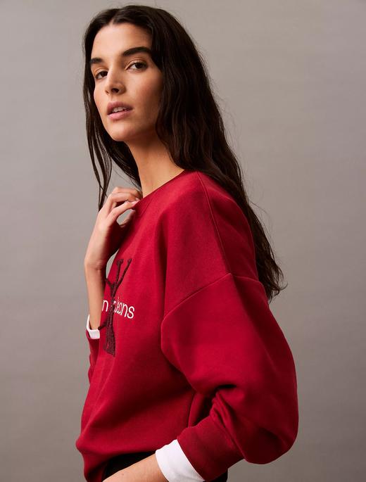 新年折扣！CK女士logo圆领卫衣 商品图1