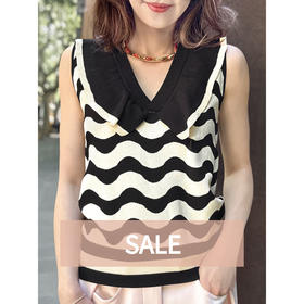 TYNVIE 波浪纹针织背心 - 黑条纹