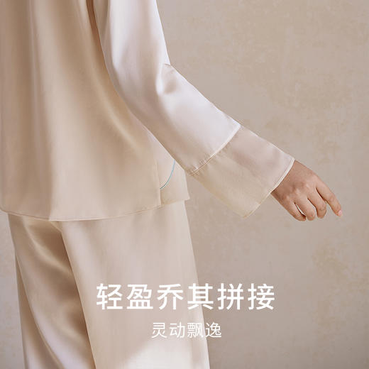 桑蚕丝鸢尾贴布绣】重磅真丝睡衣女100%桑蚕丝衣裤套家居服金三塔  YSFFA208 商品图3