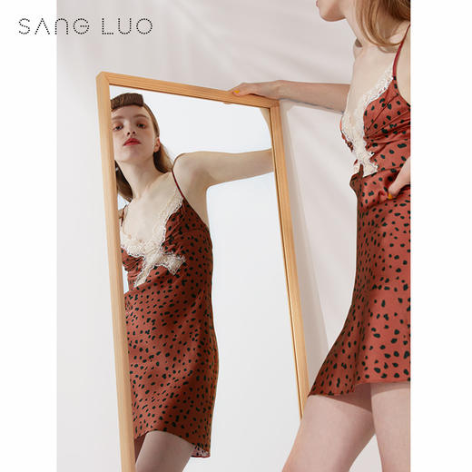 情人节礼物性感蕾丝吊带裙SANGLUO桑罗桑蚕丝修身睡裙女 商品图0