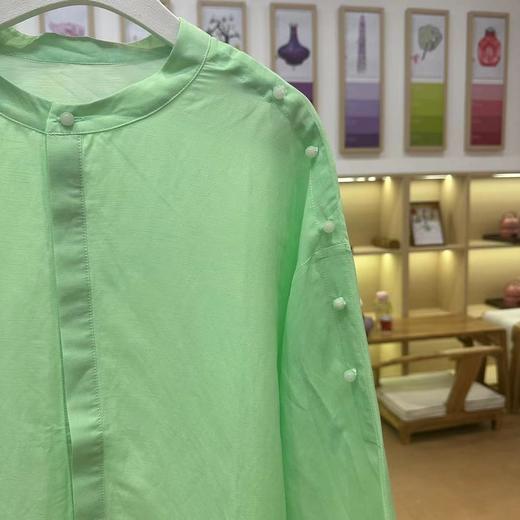 【抖音专属】圆领衬衣(1832524B-嘉陵水绿-结缘款) 商品图2