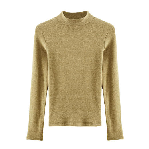 Q仿羊绒半高领中领女内搭秋冬季加薄绒修身长袖打底衫FS 1675 商品图4