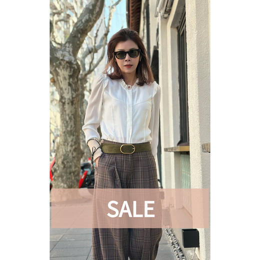 TYNVIE 经典阔腿裤-格纹 商品图0