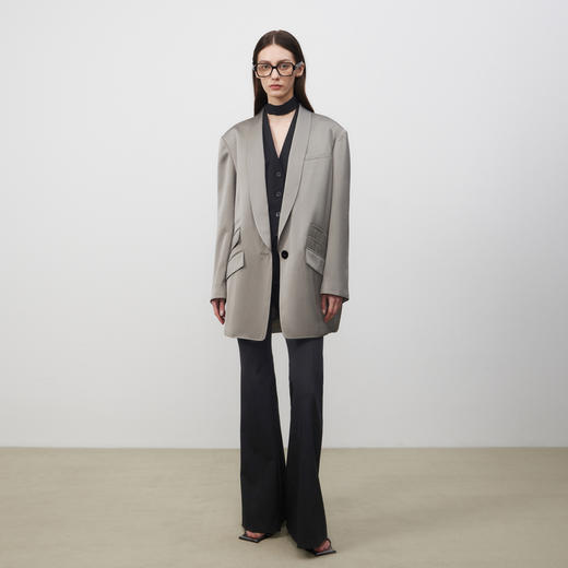 lost in echo2025春夏新款时髦高腰修身显瘦后开衩针织微喇叭裤 商品图4