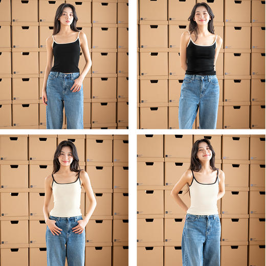 靴下物大方领一体带胸垫吊带女夏季薄款内搭打底背心女免穿文胸 商品图3