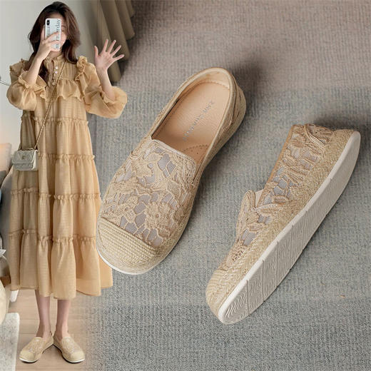 ZHR网纱透气新中式渔夫鞋2024新款一脚蹬单鞋时耐磨尚小香风女鞋 商品图1