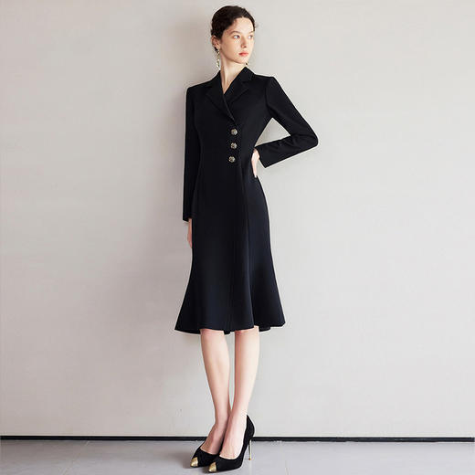 IWY/黑色鱼尾连衣裙新款女春季高级性感裙子西装裙子Q1250 商品图2