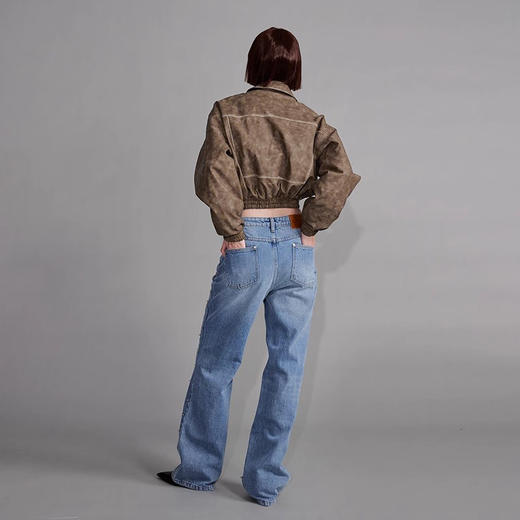 NUTH“飞艇夹克”｜棕色皮棉服洗水做旧复古宽松短款外套 商品图2