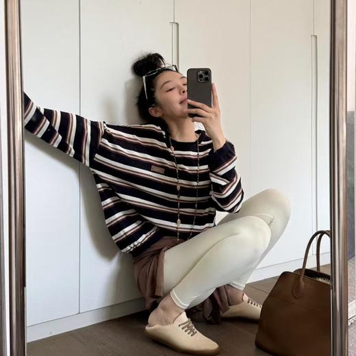 顺丰包邮63610洛诗琳超细绵羊毛醋酸混纺条纹针织衫685 商品图4