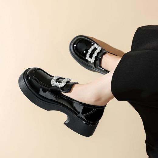 ZHR则则气质百搭小皮鞋2024新款英伦单鞋女厚底时尚小香风乐福鞋 商品图6