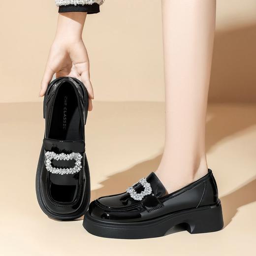 ZHR则则气质百搭小皮鞋2024新款英伦单鞋女厚底时尚小香风乐福鞋 商品图4