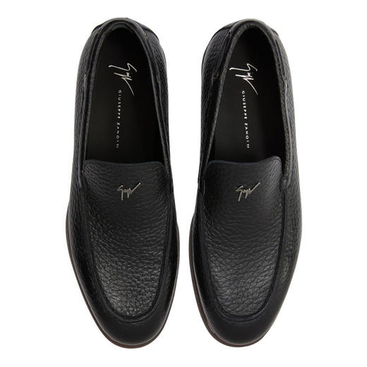 Giuseppe Zanotti 男士金属签名徽标螺纹皮革乐福鞋 黑色 EU40021010 商品图3