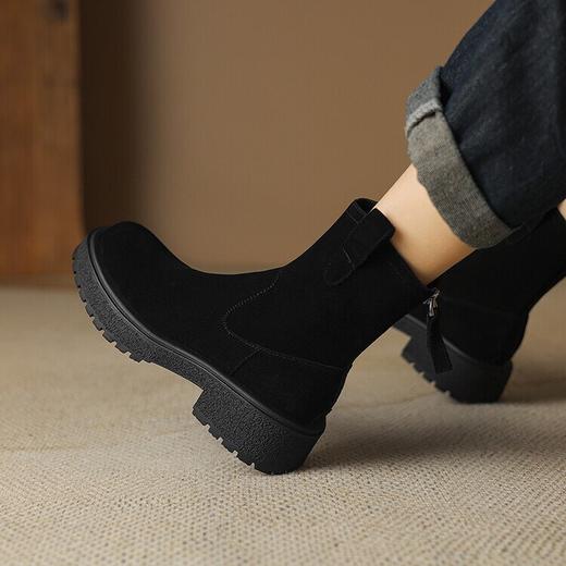 【预售5天】舒适~英伦风磨砂牛皮短靴女厚底秋冬翻毛皮马丁靴中跟高跟HCYYHD&3741 商品图4