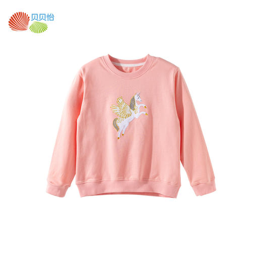 贝贝怡童装女童装宽松春秋卫衣2025春新款儿童内搭女宝宝长袖卫衣ZB1ES030 商品图3