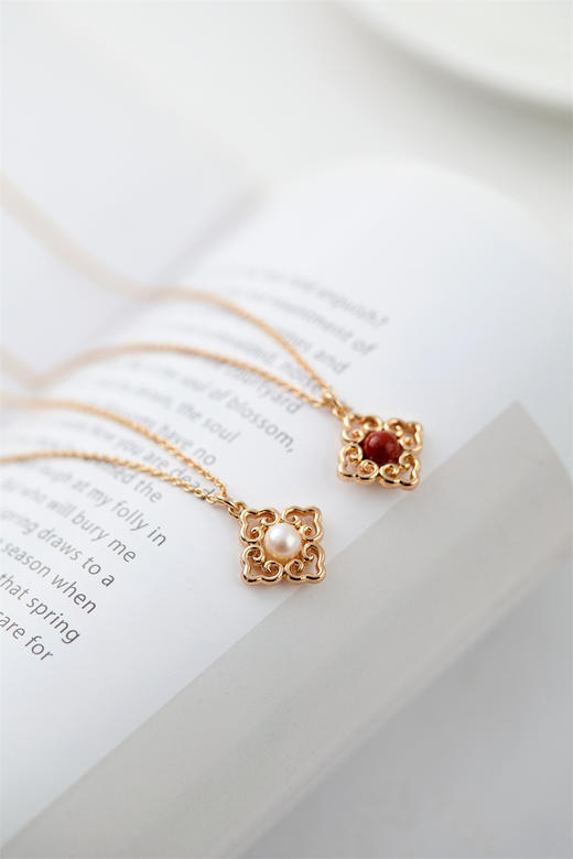pearl moments珍刻  万事如意 四叶草（南红）项链 商品图3