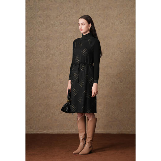 乔万尼新款绵羊毛连衣裙收腰保暖显瘦长裙打底裙EI4E528 商品图3